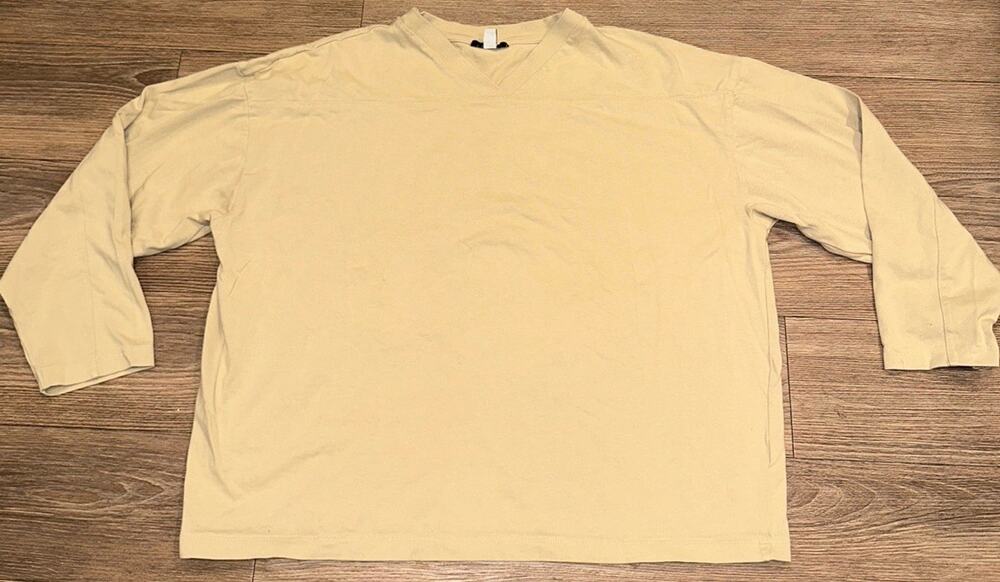 Topshop Long Sleeve Casual V Neck Shirt In Beige Size US 4/6